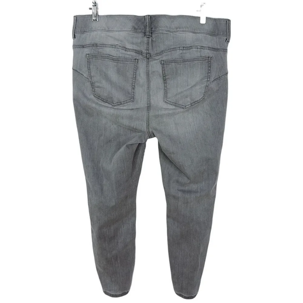 Torrid Bombshell Skinny Jeans sz 14 Short * Ankle High Rise Gray Stretch Denim